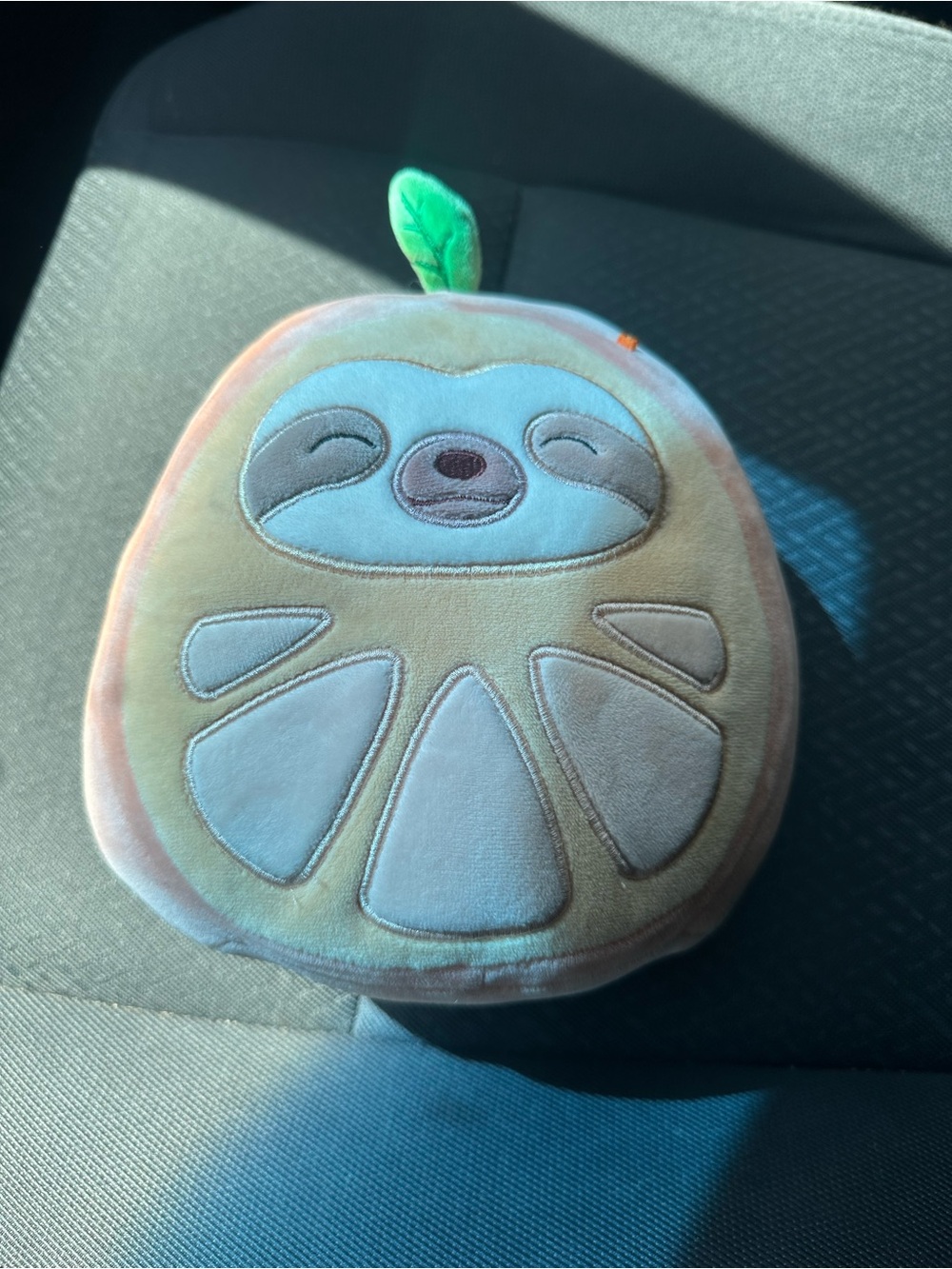 Squishmallows Peach Sloth Citrus Plush - Pastel Orange with Green Tag